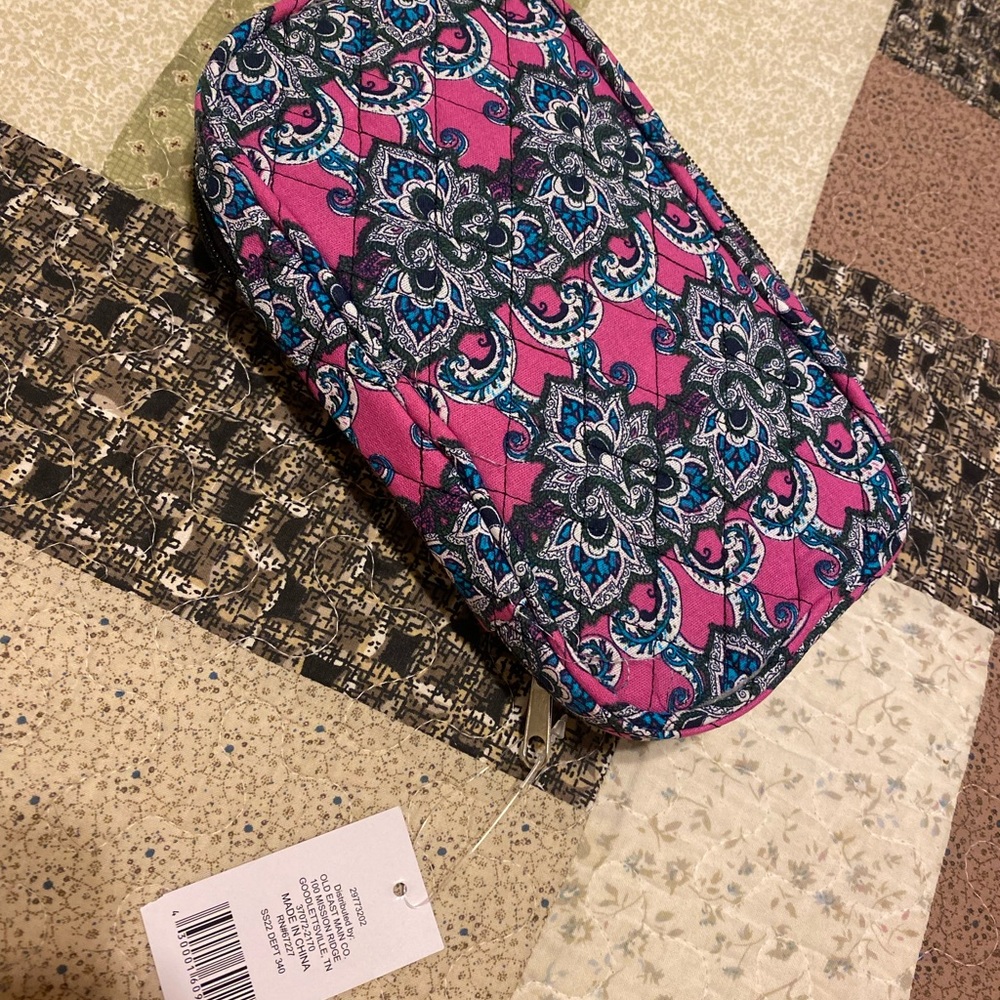 Pink and Blue Patterned Cosmetic Bag